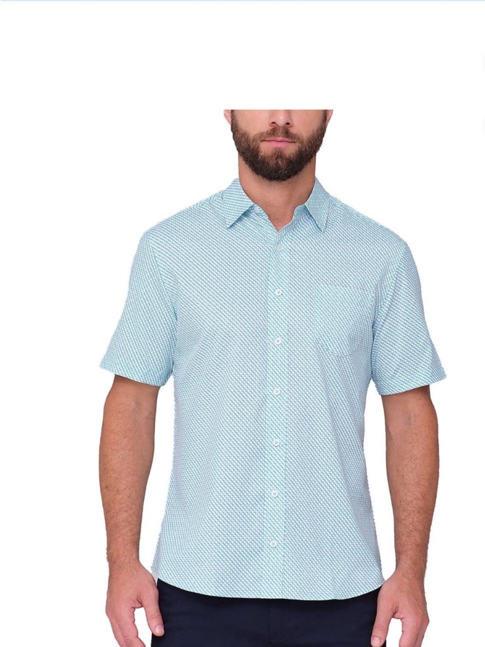 Nick Graham Performance Stretch Sport Short Sleeve Woven Shirt XL Green White‎